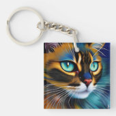 Het gezicht van een schattig Lynx-punt Siamese Sleutelhanger (Voorkant)