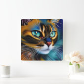 Het gezicht van een schattig Lynx-punt Siamese Vierkante Klok (Huis)