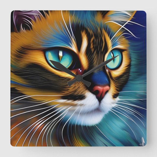 Het gezicht van een schattig Lynx-punt Siamese Vierkante Klok (Voorkant)