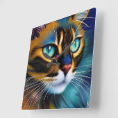 Het gezicht van een schattig Lynx-punt Siamese Vierkante Klok (Hoek)