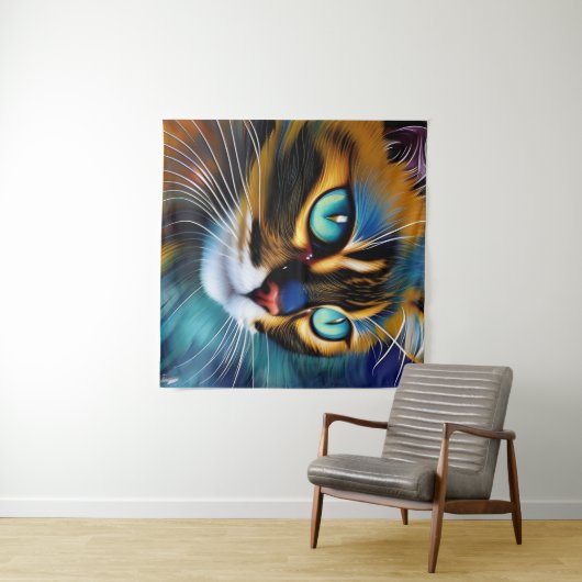 Het gezicht van een schattig Lynx-punt Siamese Wandkleed (In Situ (horizontaal))