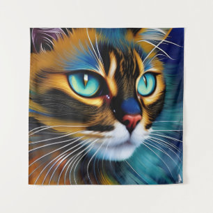 Het gezicht van een schattig Lynx-punt Siamese Wandkleed