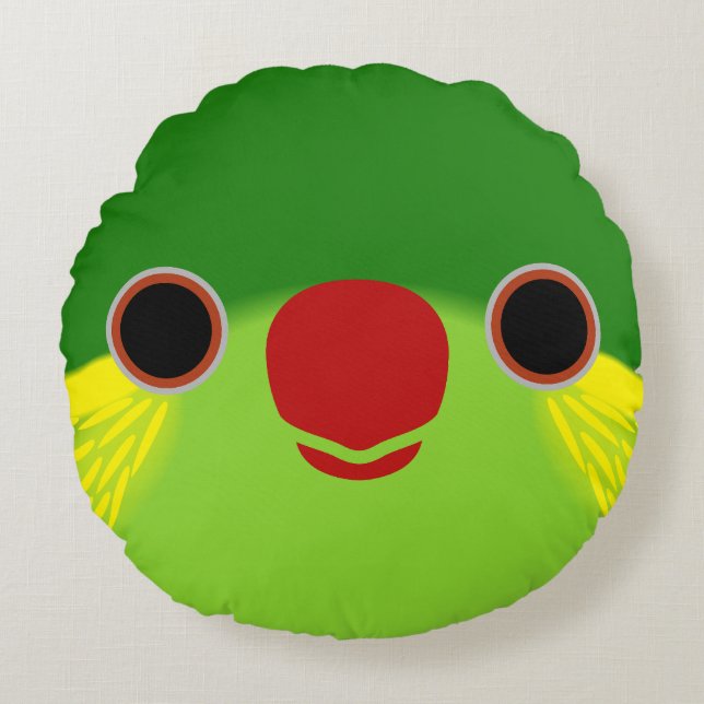 Het gezicht van een vrouw Rode flank lorikeet Rond Kussen (Voorkant)