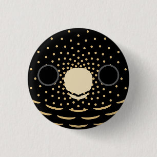 Het gezicht van een vrouw roodstaartzwarte kaketoe ronde button 3,2 cm