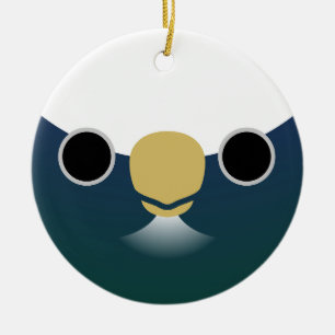 Het gezicht van een witte papegaai keramisch ornament