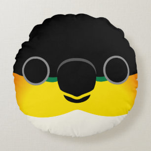 Het gezicht van een zwartkoppige Caique Rond Kussen