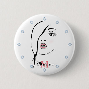 het gezicht van het meisje, glamoureus, gezicht, g ronde button 5,7 cm