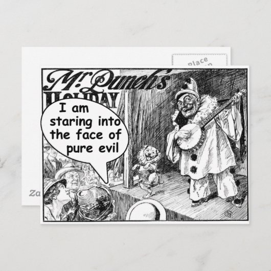 Het gezicht van het pure aambeeld (Banjo Clown) Briefkaart (Voorkant / Achterkant)