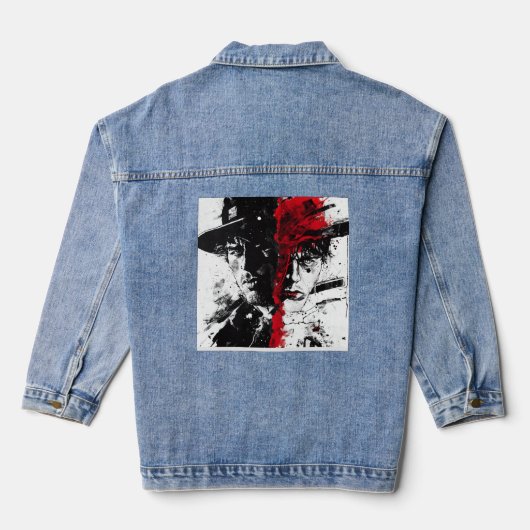 Het gezicht van twee werelden denim jacket (Achterkant)