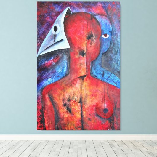 Het gezicht verbergen canvas afdruk (Insitu (Houten vloer))