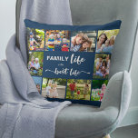 Het gezinsleven is de beste foto van Life Blue 10 Kussen<br><div class="desc">Persoonlijke foto-kussen met een familiecijfer en tien van uw favoriete foto's. In de tekst staat: "Het gezinsleven is het beste leven" en je kunt het woord "FAMILIE" desgewenst bewerken (bijvoorbeeld mam/pap/strand, enz.). Het fotomalplaatje is opstelling voor u om uw afbeeldingen toe te voegen, die met de klok mee van de...</div>