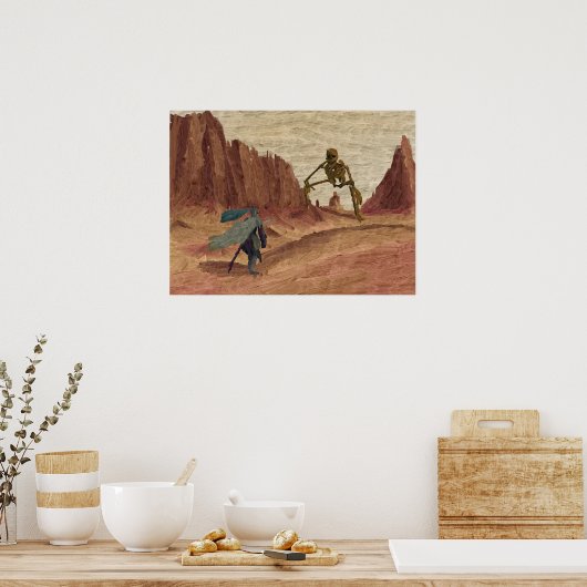 Het gigantische skelet van de stoffige woestijn poster (Keuken)