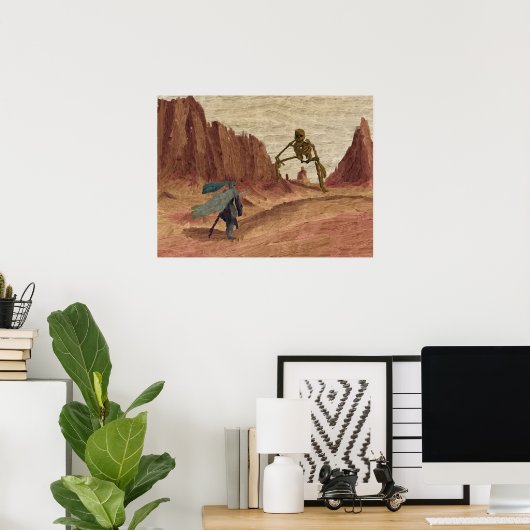 Het gigantische skelet van de stoffige woestijn poster (Thuiskantoor)