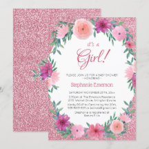 Het 'Girl Floral Roos Gold Glitter Baby shower'