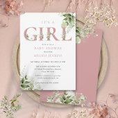 Het Girl Greenery Dusty Roos Letter Baby shower Kaart