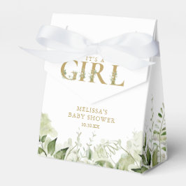 Het Girl Greenery Foliage Gold Baby shower Bedankdoosjes