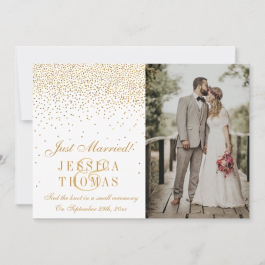 Het  Glam Gold Confetti Wedding Collectie Aankondiging (Voorkant)