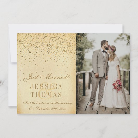 Het  Glam Gold Confetti Wedding Collectie Aankondiging (Voorkant)