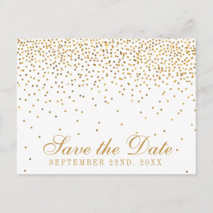 Het  Glam Gold Confetti Wedding Collectie Aankondigingskaart