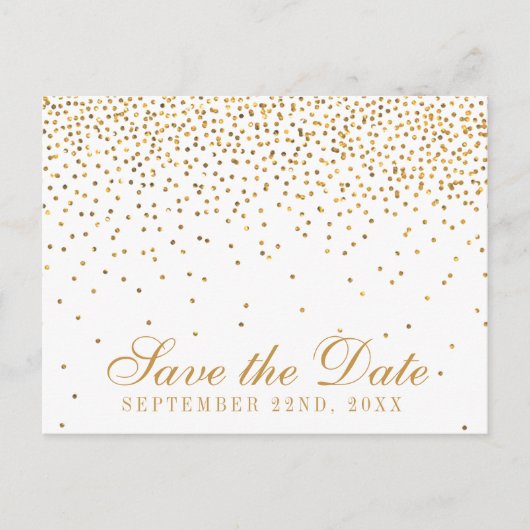 Het  Glam Gold Confetti Wedding Collectie Aankondigingskaart (Voorkant)