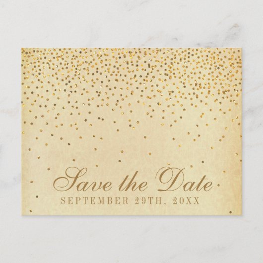 Het  Glam Gold Confetti Wedding Collectie Aankondigingskaart (Voorkant)