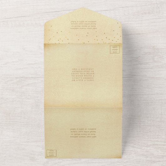 Het Glam Gold Confetti Wedding Collectie All In One Uitnodiging (Buitenkant)