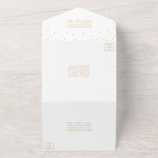 Het Glam Gold Confetti Wedding Collectie All In One Uitnodiging (Buitenkant)