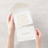 Het Glam Gold Confetti Wedding Collectie All In One Uitnodiging (Afscheurbaar)