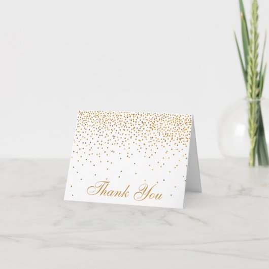 Het Glam Gold Confetti Wedding Collectie Bedankkaart (Voorkant)