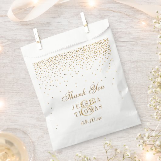 Het  Glam Gold Confetti Wedding Collectie Bedankzakje (Geknipt)