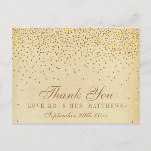 Het  Glam Gold Confetti Wedding Collectie Briefkaart (Voorkant)