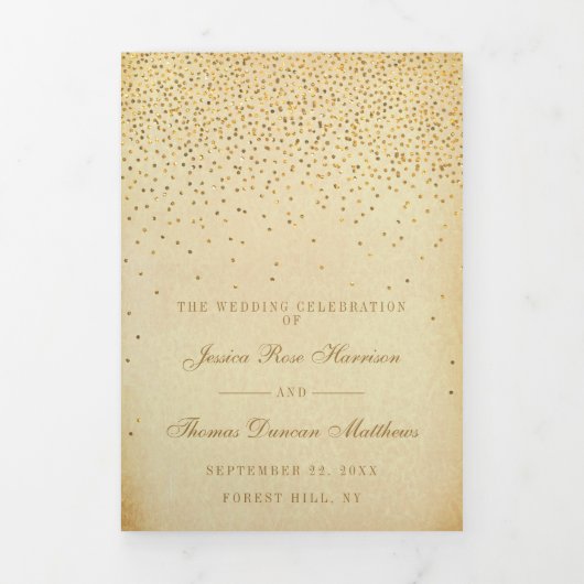 Het  Glam Gold Confetti Wedding Collectie Drieluik Programma (Cover)