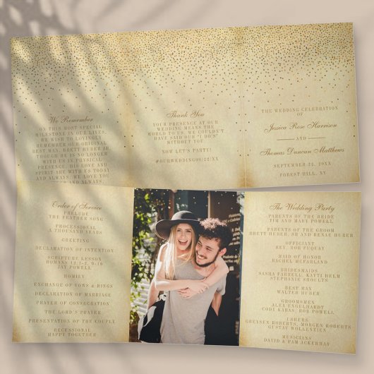 Het  Glam Gold Confetti Wedding Collectie Drieluik Programma