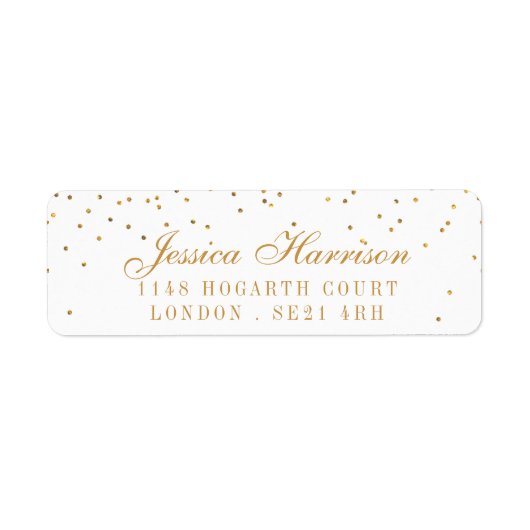 Het  Glam Gold Confetti Wedding Collectie Etiket (Voorkant)