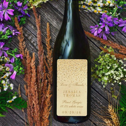 Het  Glam Gold Confetti Wedding Collectie Etiket