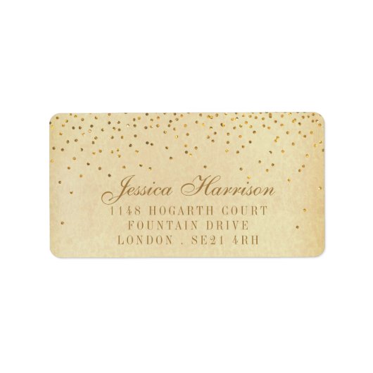 Het  Glam Gold Confetti Wedding Collectie Etiket (Voorkant)