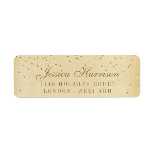 Het  Glam Gold Confetti Wedding Collectie Etiket (Voorkant)