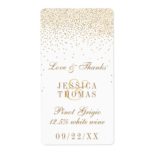 Het  Glam Gold Confetti Wedding Collectie Etiket (Voorkant)