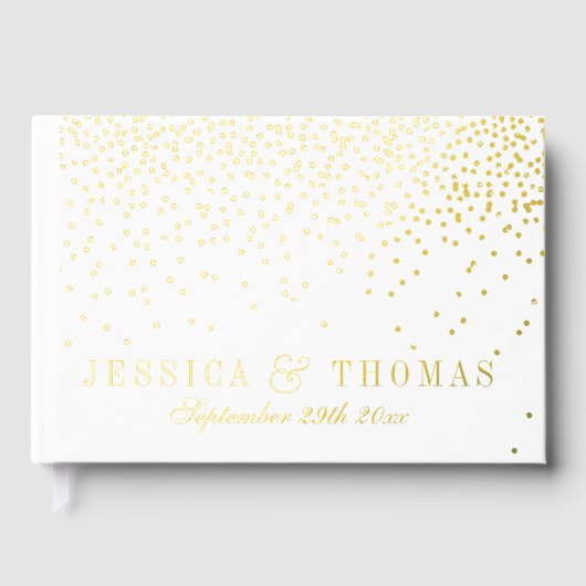 Het  Glam Gold Confetti Wedding Collectie Gastenboek (Voorkant)