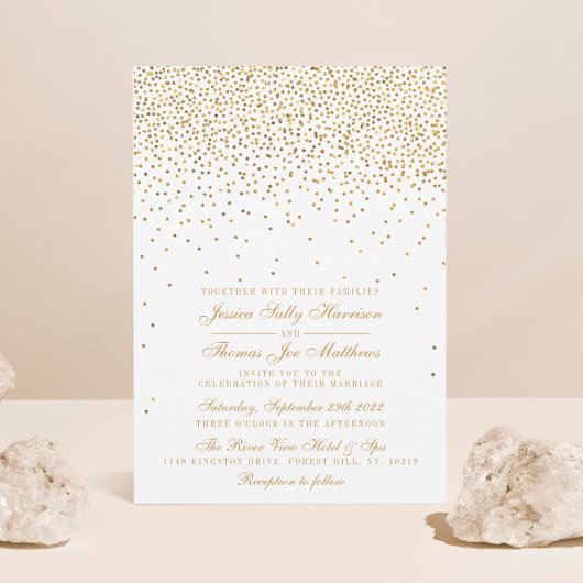 Het  Glam Gold Confetti Wedding Collectie Kaart