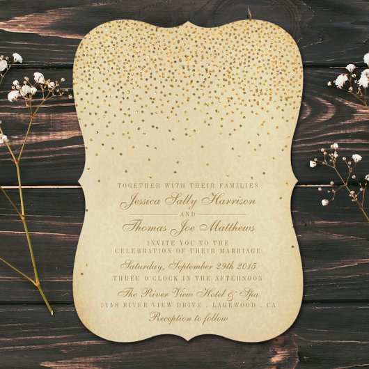 Het  Glam Gold Confetti Wedding Collectie Kaart