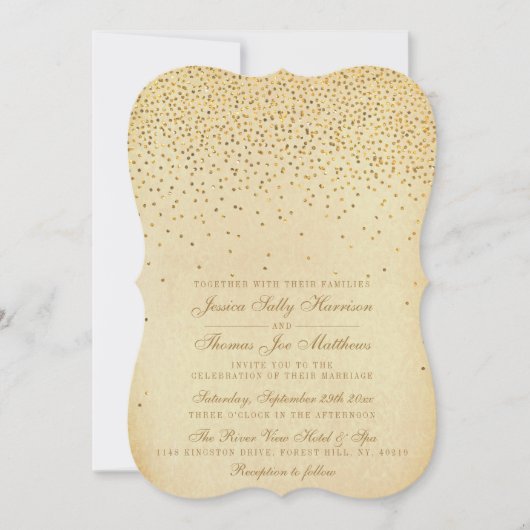 Het  Glam Gold Confetti Wedding Collectie Kaart (Voorkant)