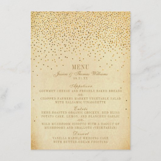 Het  Glam Gold Confetti Wedding Collectie Menu (Voorkant)
