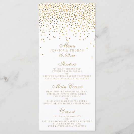 Het  Glam Gold Confetti Wedding Collectie Menu (Voorkant)