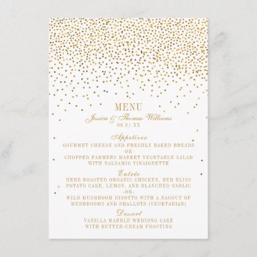 Het  Glam Gold Confetti Wedding Collectie Menu (Voorkant)