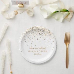 Het  Glam Gold Confetti Wedding Collectie Papieren Bordje