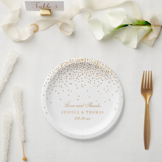 Het  Glam Gold Confetti Wedding Collectie Papieren Bordje (Huwelijk)