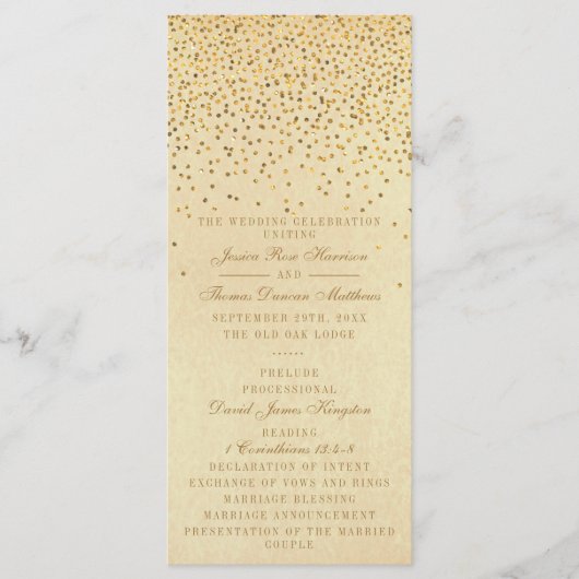 Het  Glam Gold Confetti Wedding Collectie Programmakaart (Voorkant)