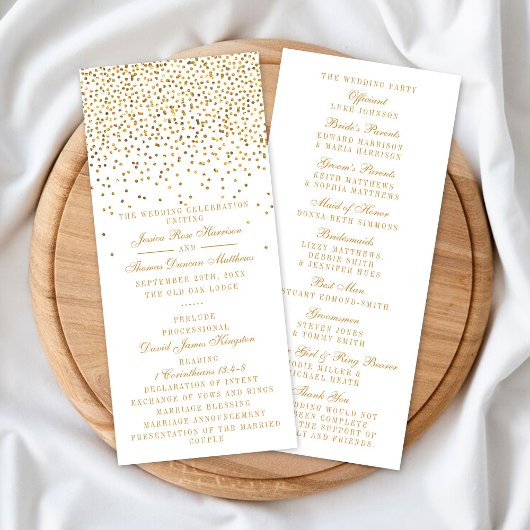 Het  Glam Gold Confetti Wedding Collectie Programmakaart