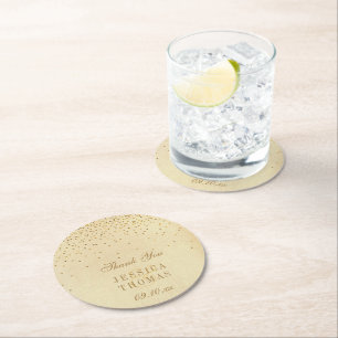 Het  Glam Gold Confetti Wedding Collectie Ronde Kartonnen Onderzetter